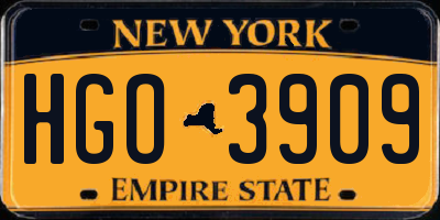 NY license plate HGO3909