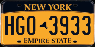 NY license plate HGO3933