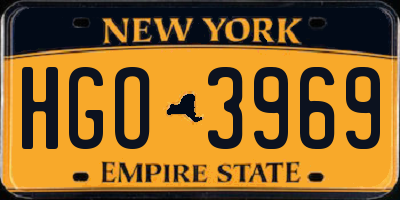 NY license plate HGO3969