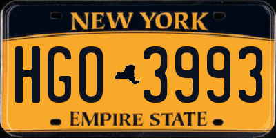 NY license plate HGO3993
