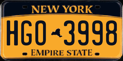 NY license plate HGO3998