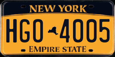 NY license plate HGO4005