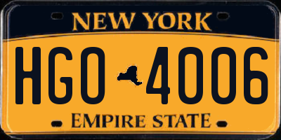 NY license plate HGO4006