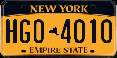 NY license plate HGO4010
