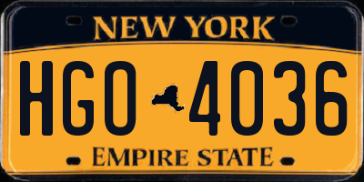 NY license plate HGO4036
