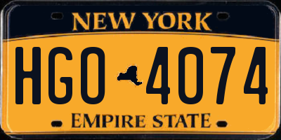 NY license plate HGO4074