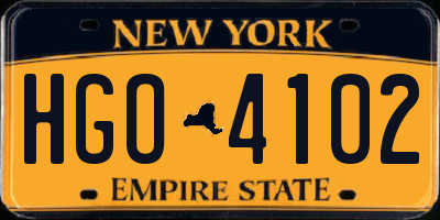 NY license plate HGO4102
