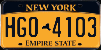 NY license plate HGO4103