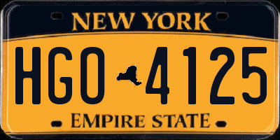 NY license plate HGO4125