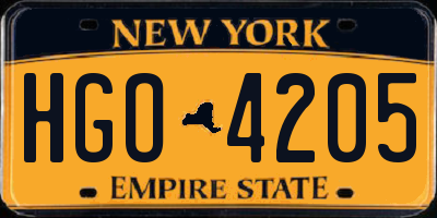 NY license plate HGO4205