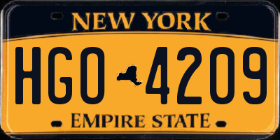 NY license plate HGO4209