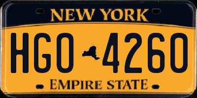 NY license plate HGO4260