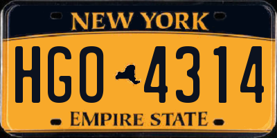 NY license plate HGO4314