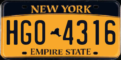 NY license plate HGO4316