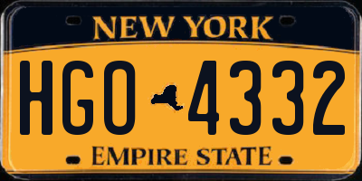 NY license plate HGO4332