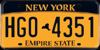 NY license plate HGO4351