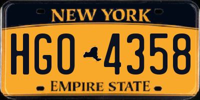 NY license plate HGO4358