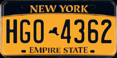 NY license plate HGO4362
