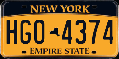 NY license plate HGO4374