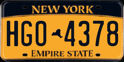 NY license plate HGO4378
