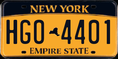 NY license plate HGO4401