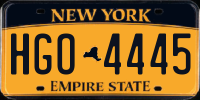 NY license plate HGO4445