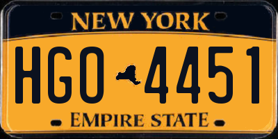 NY license plate HGO4451