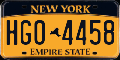 NY license plate HGO4458