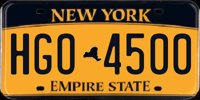 NY license plate HGO4500