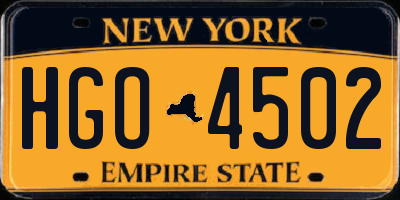 NY license plate HGO4502