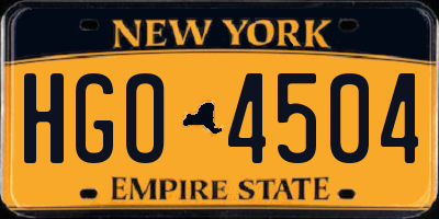 NY license plate HGO4504