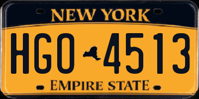 NY license plate HGO4513