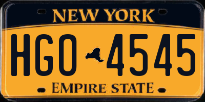 NY license plate HGO4545