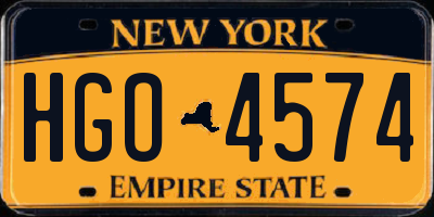 NY license plate HGO4574