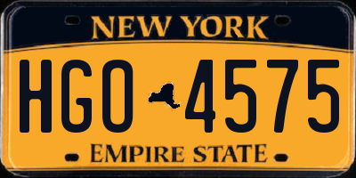 NY license plate HGO4575