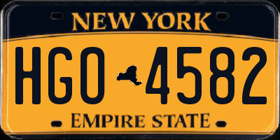 NY license plate HGO4582