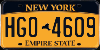 NY license plate HGO4609