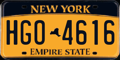 NY license plate HGO4616