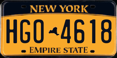 NY license plate HGO4618