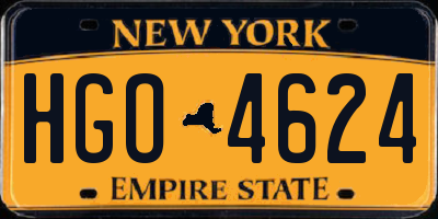 NY license plate HGO4624