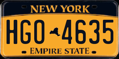 NY license plate HGO4635