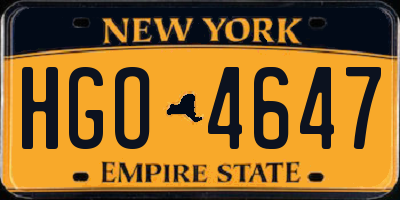 NY license plate HGO4647