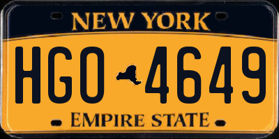 NY license plate HGO4649