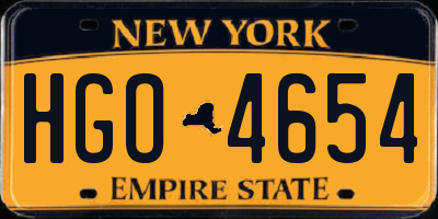 NY license plate HGO4654
