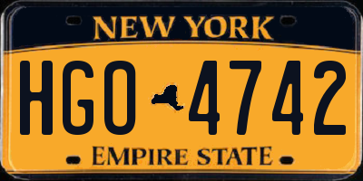 NY license plate HGO4742