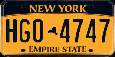 NY license plate HGO4747