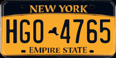 NY license plate HGO4765