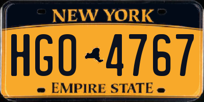 NY license plate HGO4767