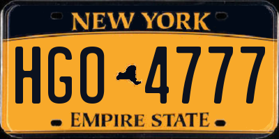 NY license plate HGO4777