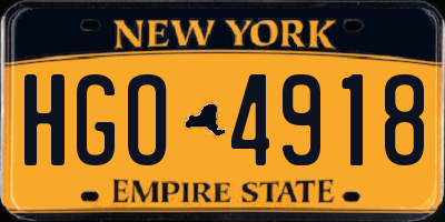 NY license plate HGO4918